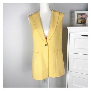 WHBM WHITE HOUSE BLACK MARKET | yellow one button sleeveless vest blazer 6